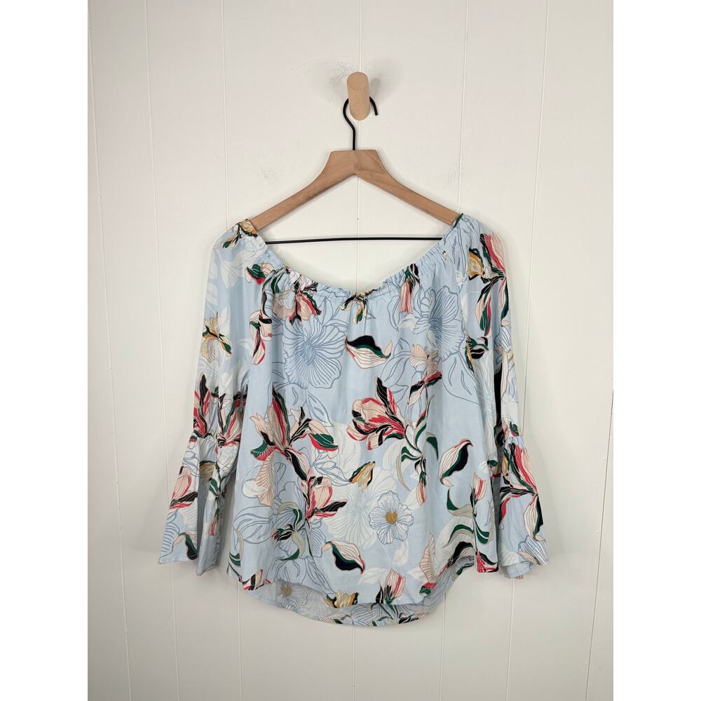 NWT Cupcake & Cashmere Bendita Floral Off Shoulder Top Size Large Blue - Picture 8 of 11
